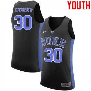 Youth Duke Blue Devils #30 Seth Curry Black NCAA Jersey 208189-902