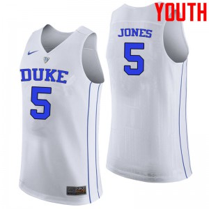 Youth Duke Blue Devils #5 Tyus Jones White Basketball Jersey 481135-455
