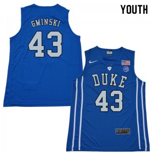 Youth Duke #43 Mike Gminski Blue Stitch Jerseys 865913-346