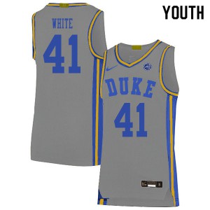 Youth Duke Blue Devils #41 Jack White Gray NCAA Jerseys 572124-322